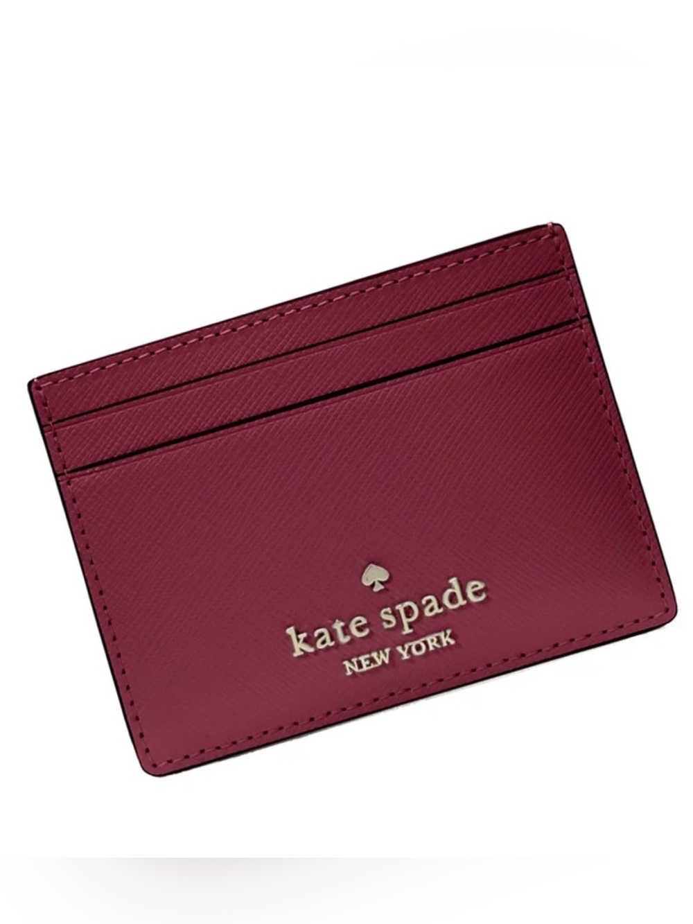 NWT Kate Spade Madison Saffiano Leather Card Holder Case in BlackBerry Burgundy